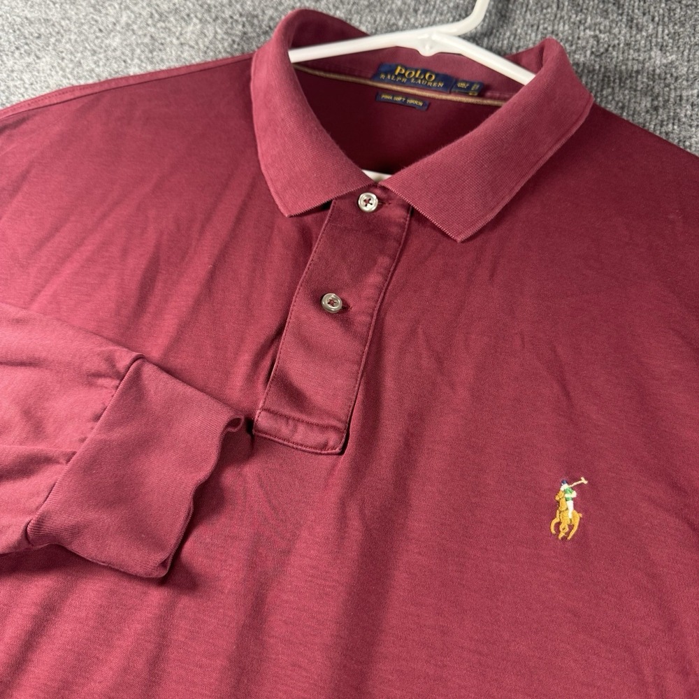 Polo Ralph Lauren Shirt Mens 2XLT Burgundy Long Sleeve Prima Soft Big Tall